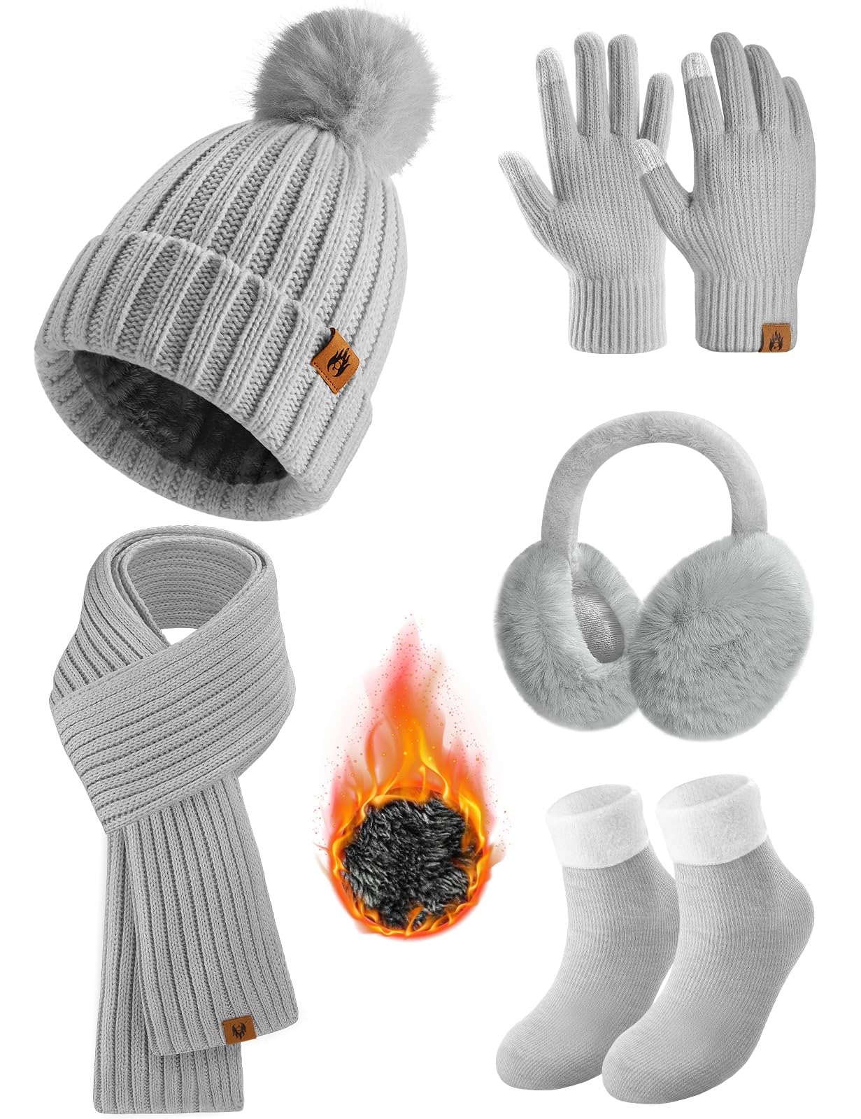 Women's Winter Beanie, Scarf & Gloves 5-Piece Set