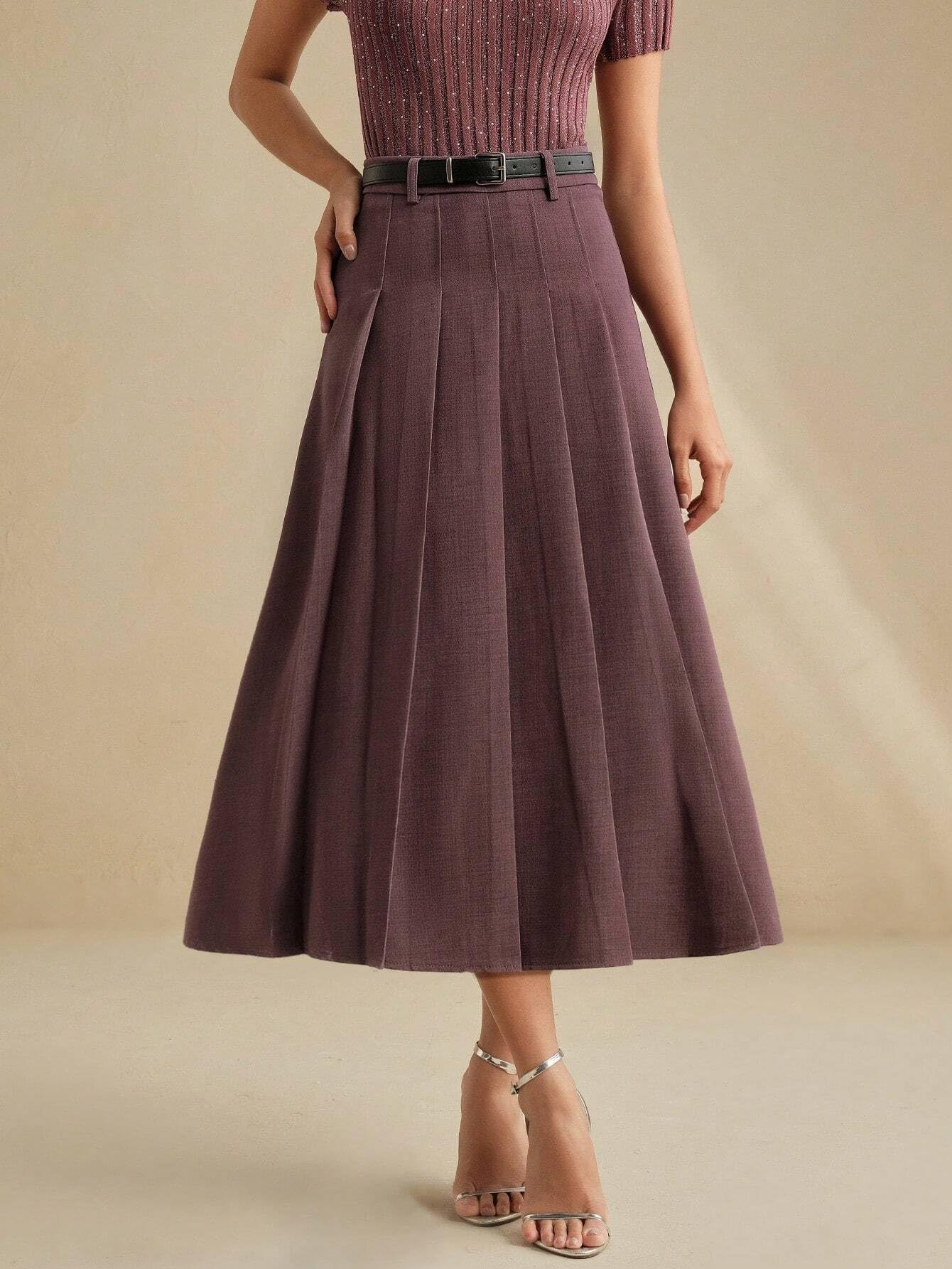 Women's Pleated Suit Skirt, Elegant Summer Skirt