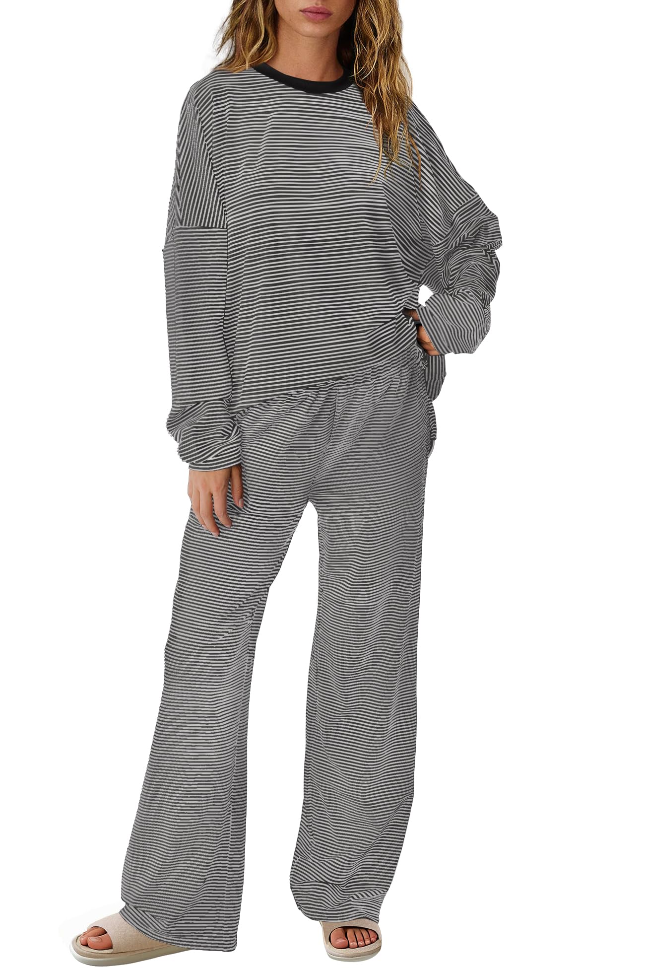 SENSERISE Womens Striped Lounge Set 2 Piece Outfits