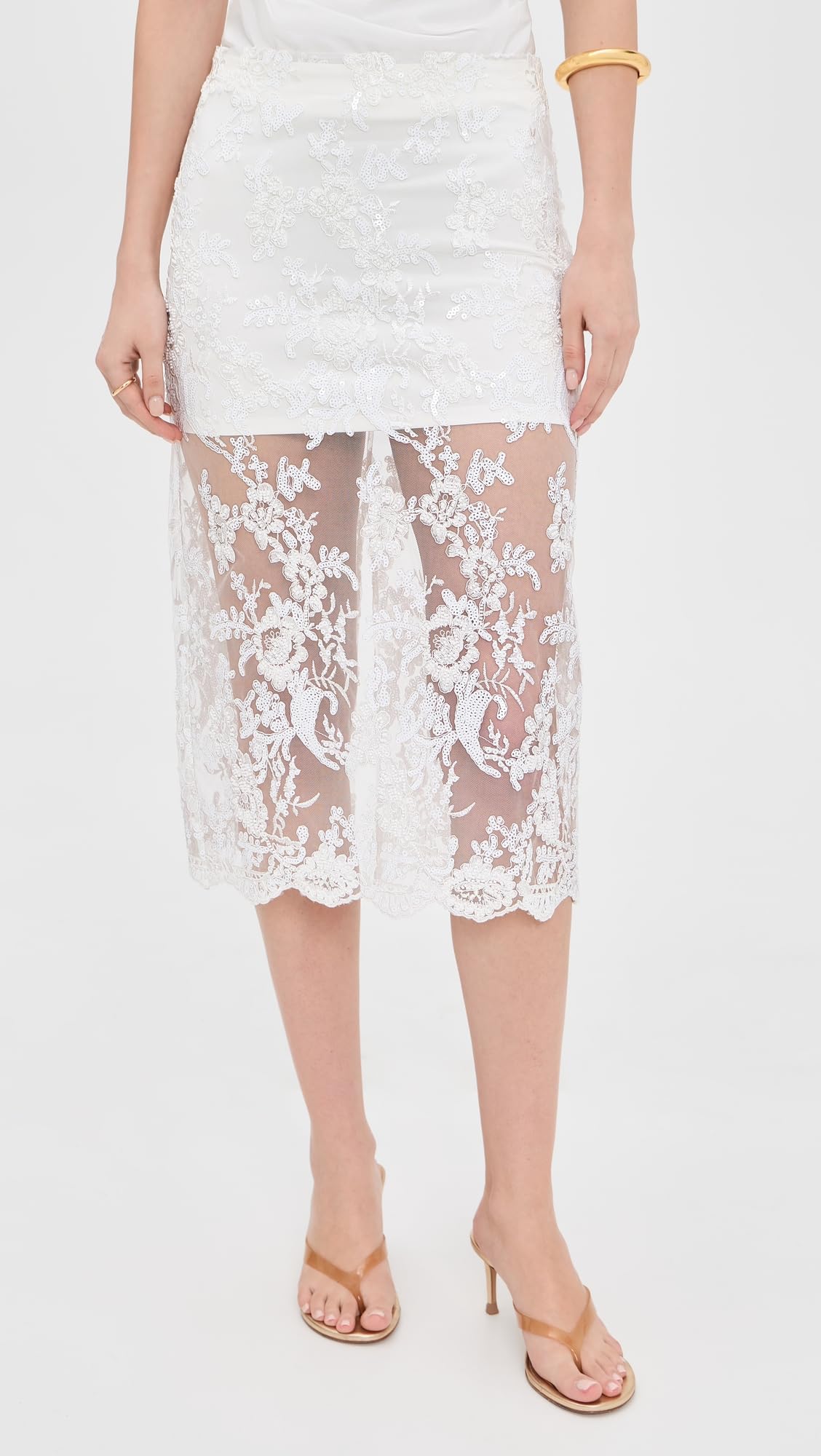 alice + olivia Women's Medine Embellished Lace Midi Slip Skirt