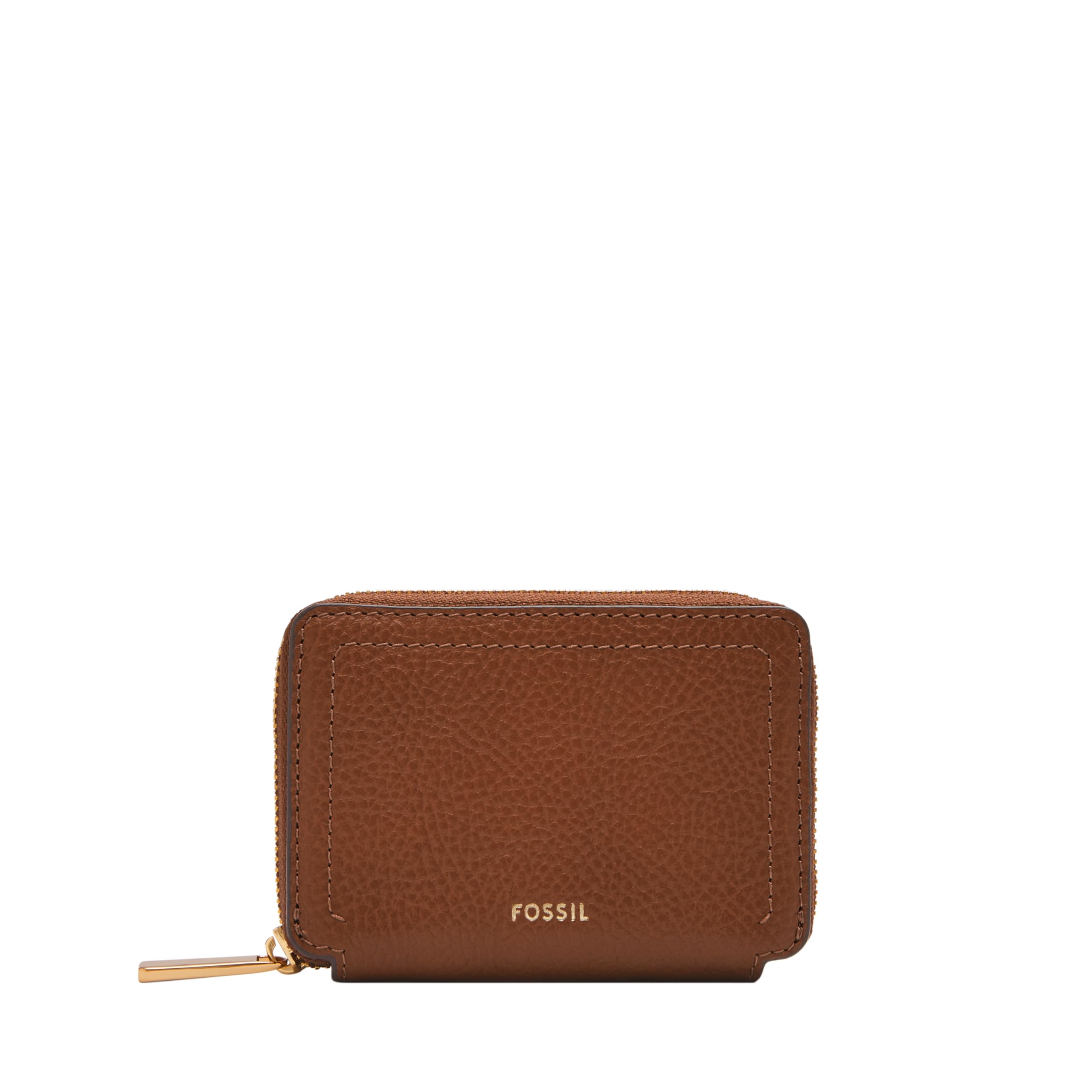 Fossil Women's Logan RFID-Blocking Leather Zip Around Card Case Wallet with Keychain