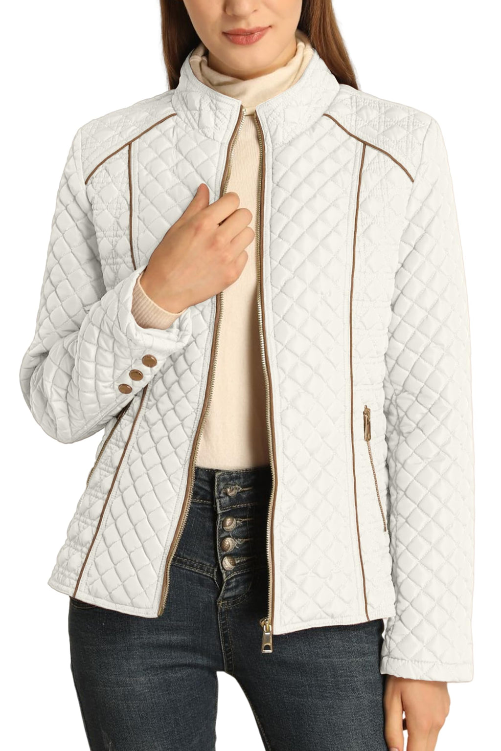 Bellivera Women's Fleece-Lined Diamond Quilted Puffer Jacket Winter Coat