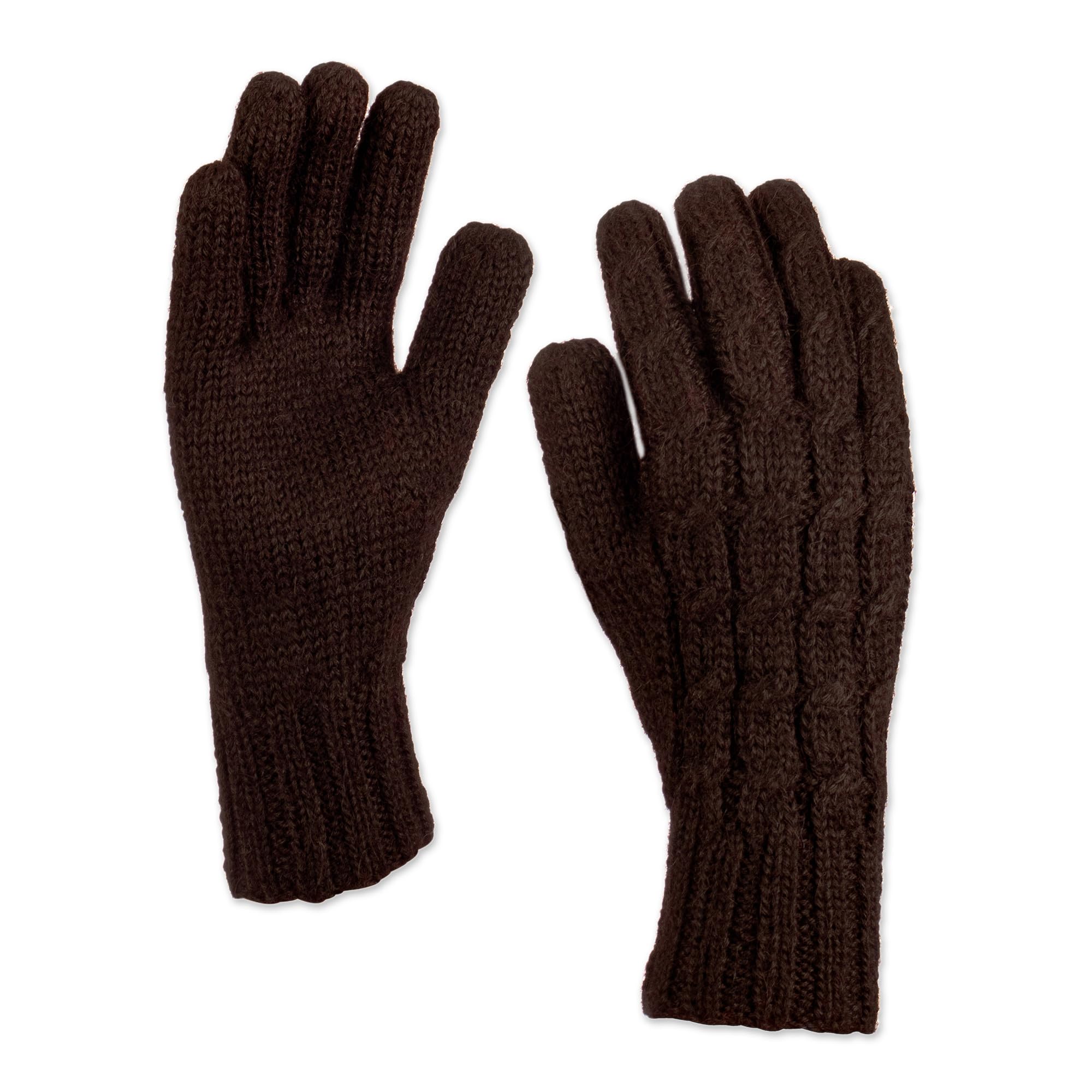 Women's 100% Alpaca Cable Knit Gloves, Light Mauve