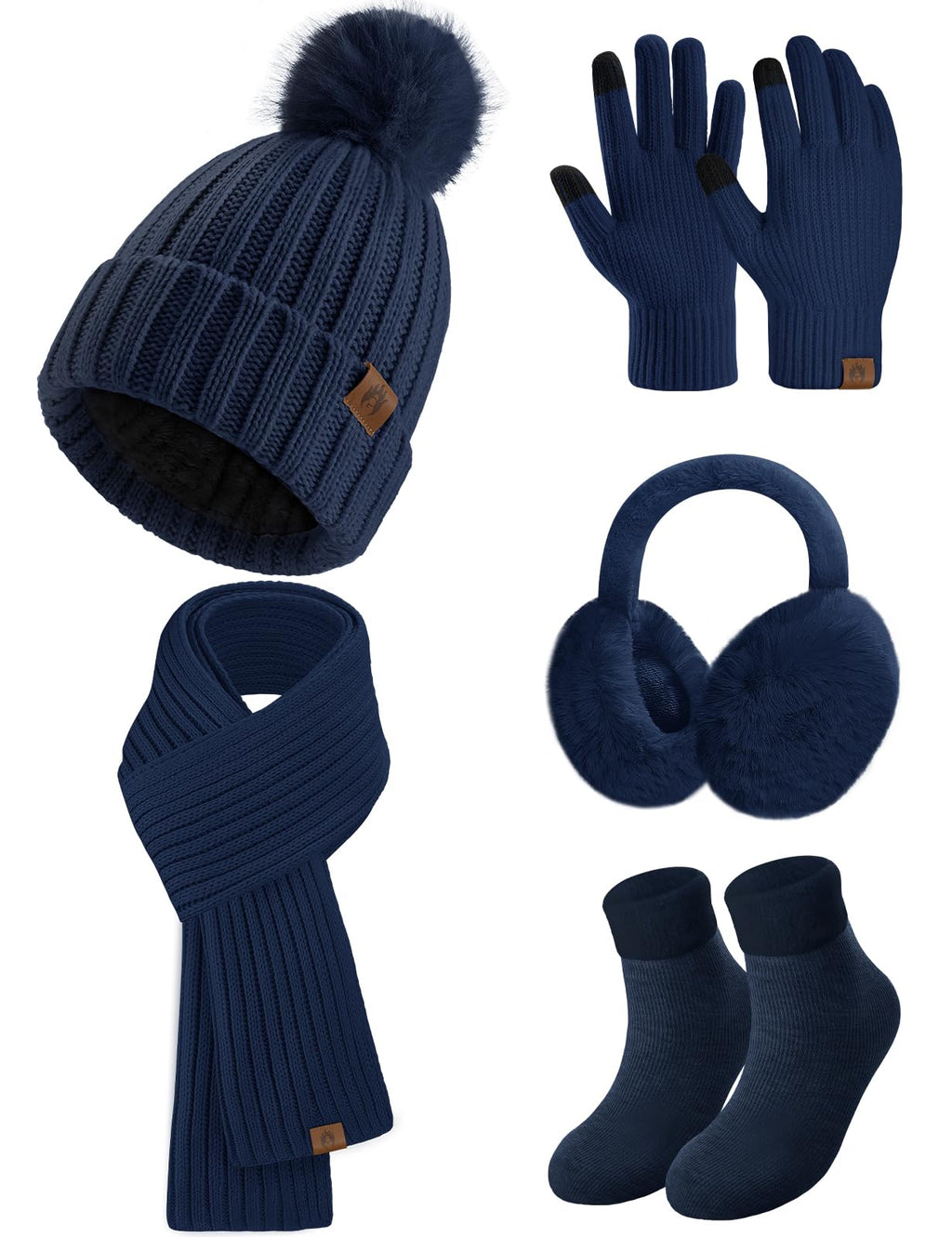 Women's Winter Beanie, Scarf & Gloves 5-Piece Set