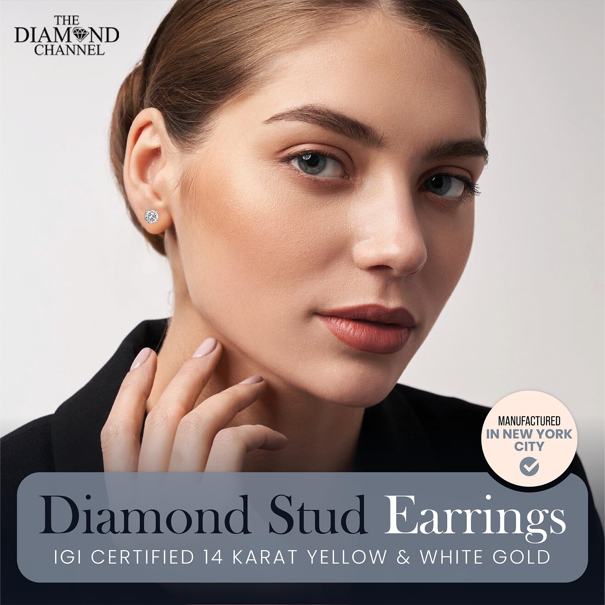 Certified Lab Grown Princess Cut Diamond Stud Earrings, Screw Back