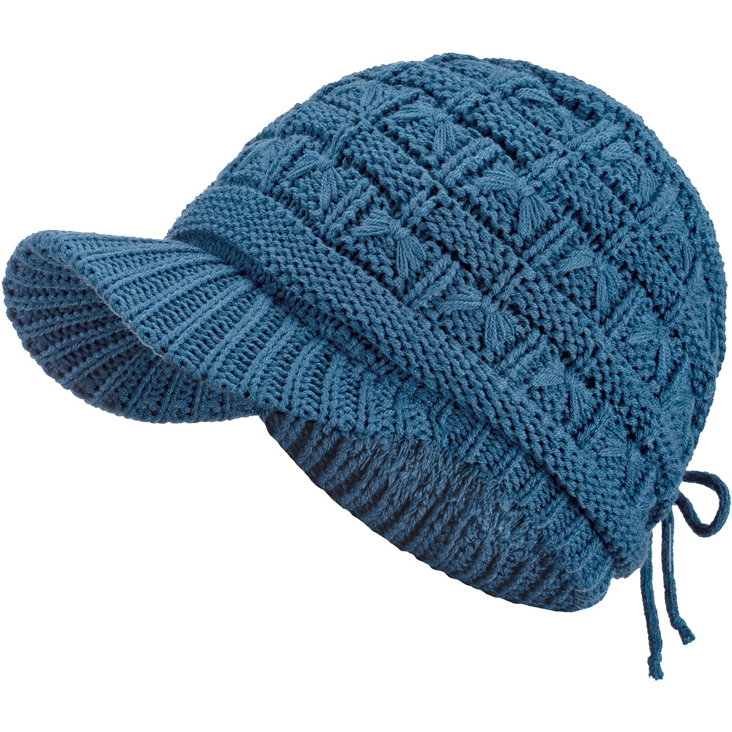Women's Cable Knit Newsboy Cap with Fleece Lining