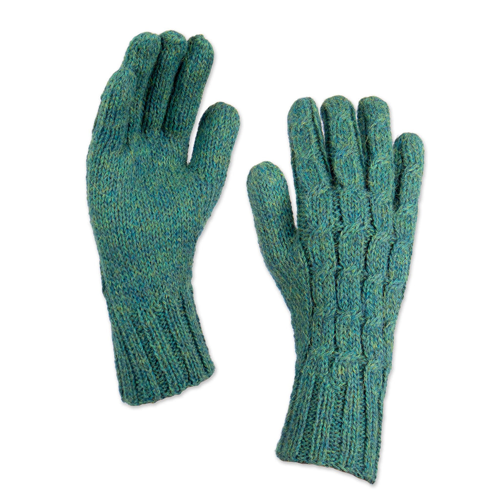 Women's 100% Alpaca Cable Knit Gloves, Light Mauve