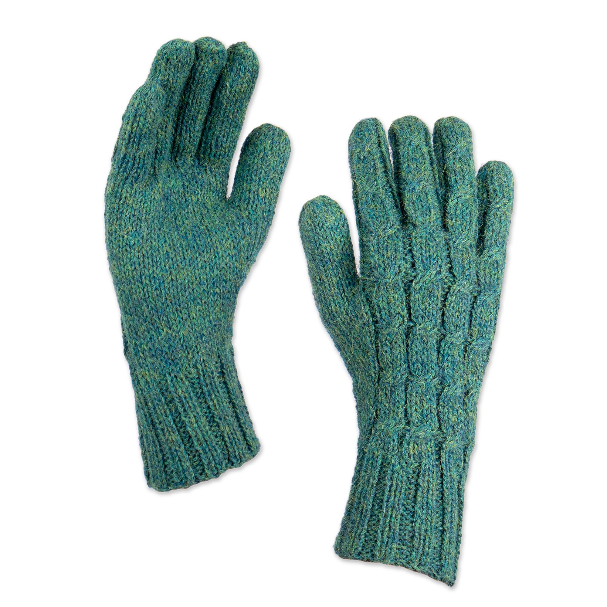 Women's 100% Alpaca Cable Knit Gloves, Light Mauve