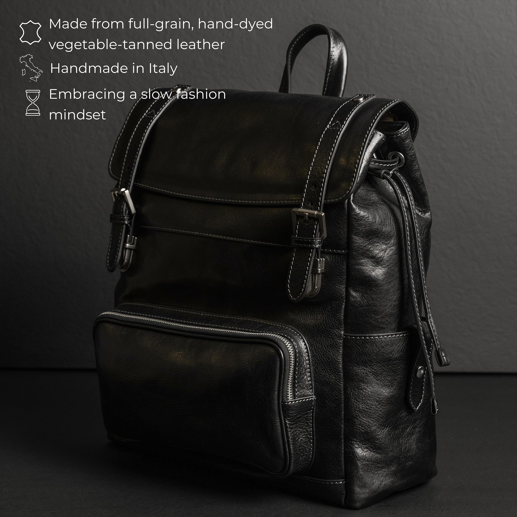 Full Grain Leather Travel Backpack, Carry-On Bag