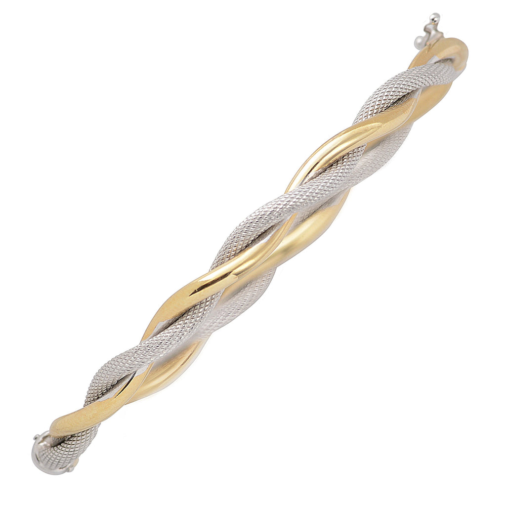 Two-Tone Interwoven Bangle Bracelet, 14K Gold