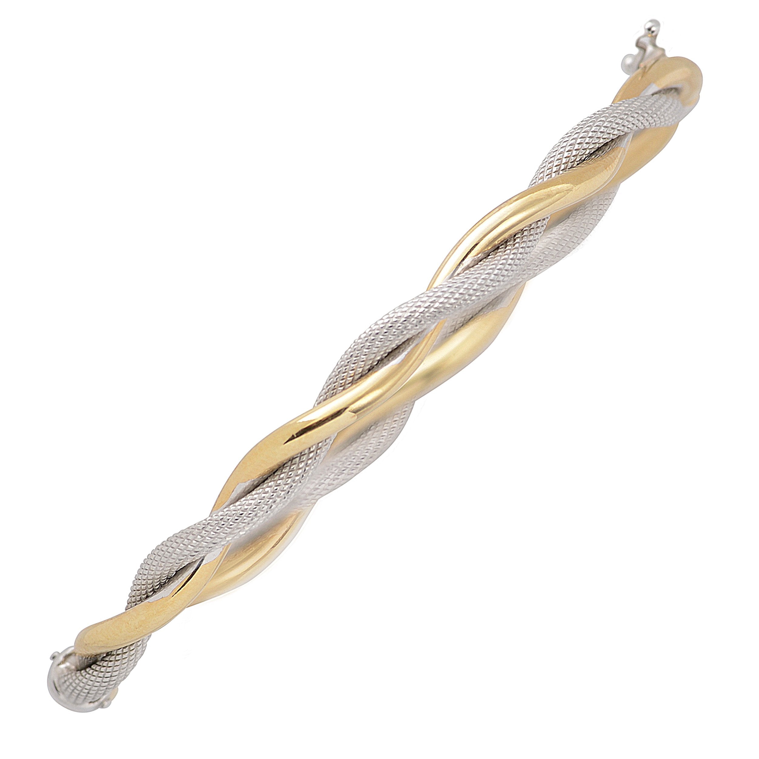 Two-Tone Interwoven Bangle Bracelet, 14K Gold