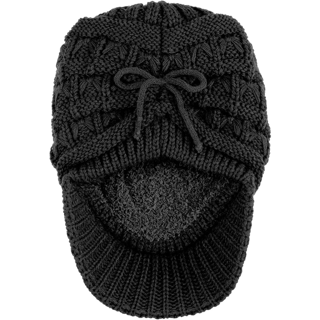 Women's Cable Knit Newsboy Cap with Fleece Lining