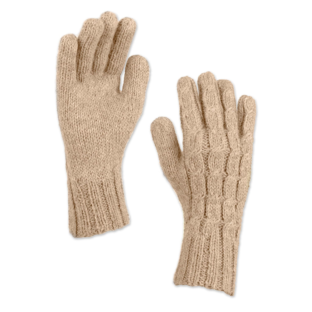 Women's 100% Alpaca Cable Knit Gloves, Light Mauve