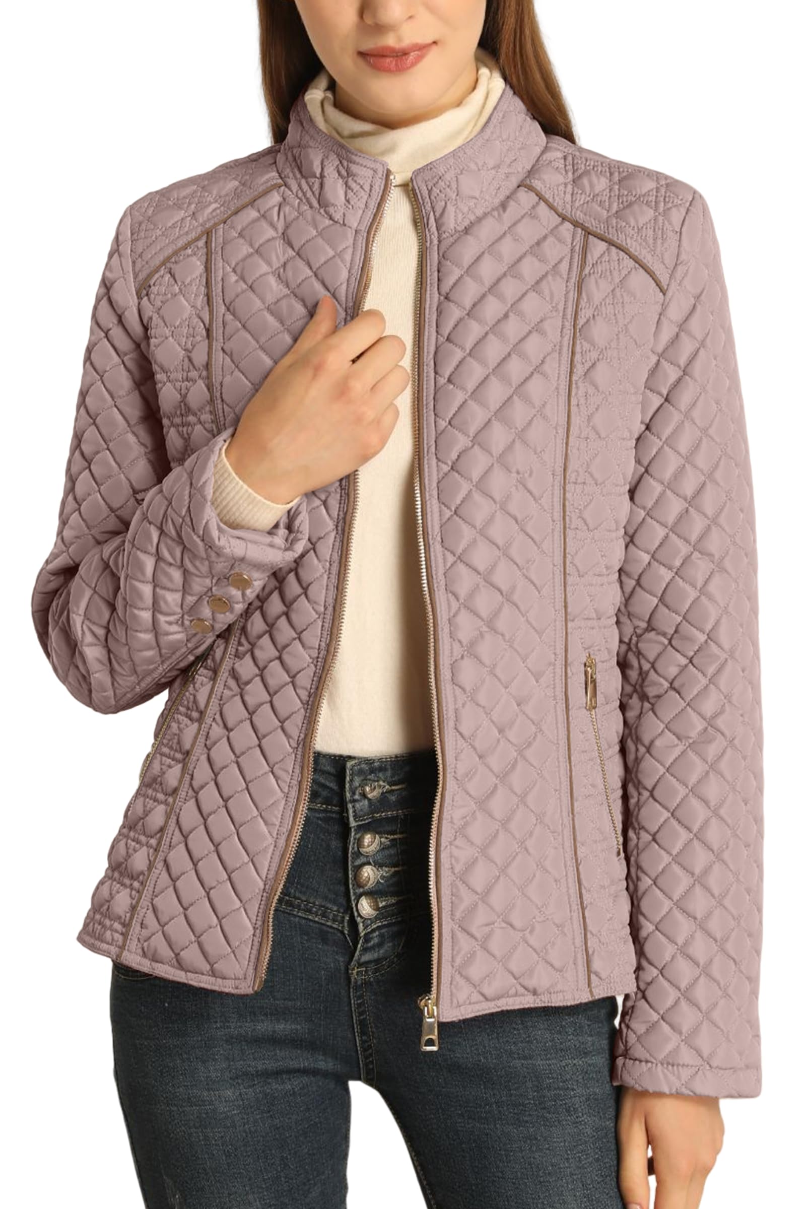 Bellivera Women's Fleece-Lined Diamond Quilted Puffer Jacket Winter Coat