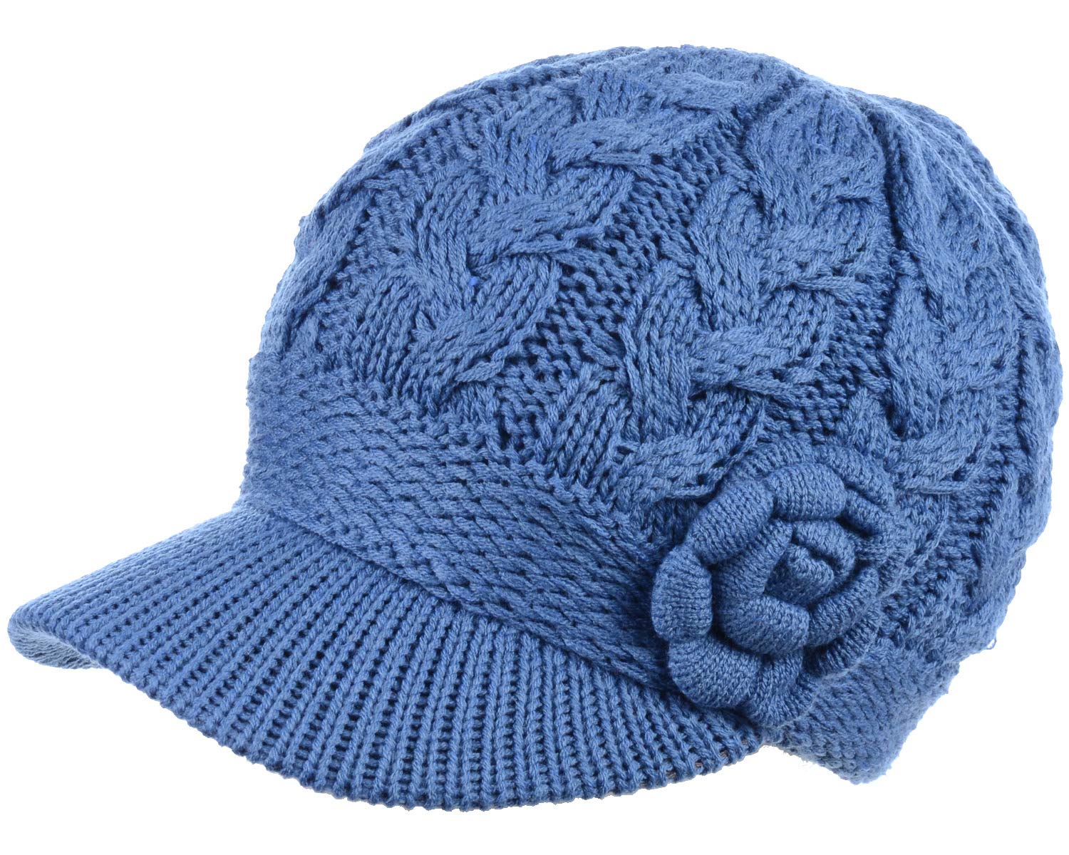 Women's Cable Knit Newsboy Cap with Fleece Lining