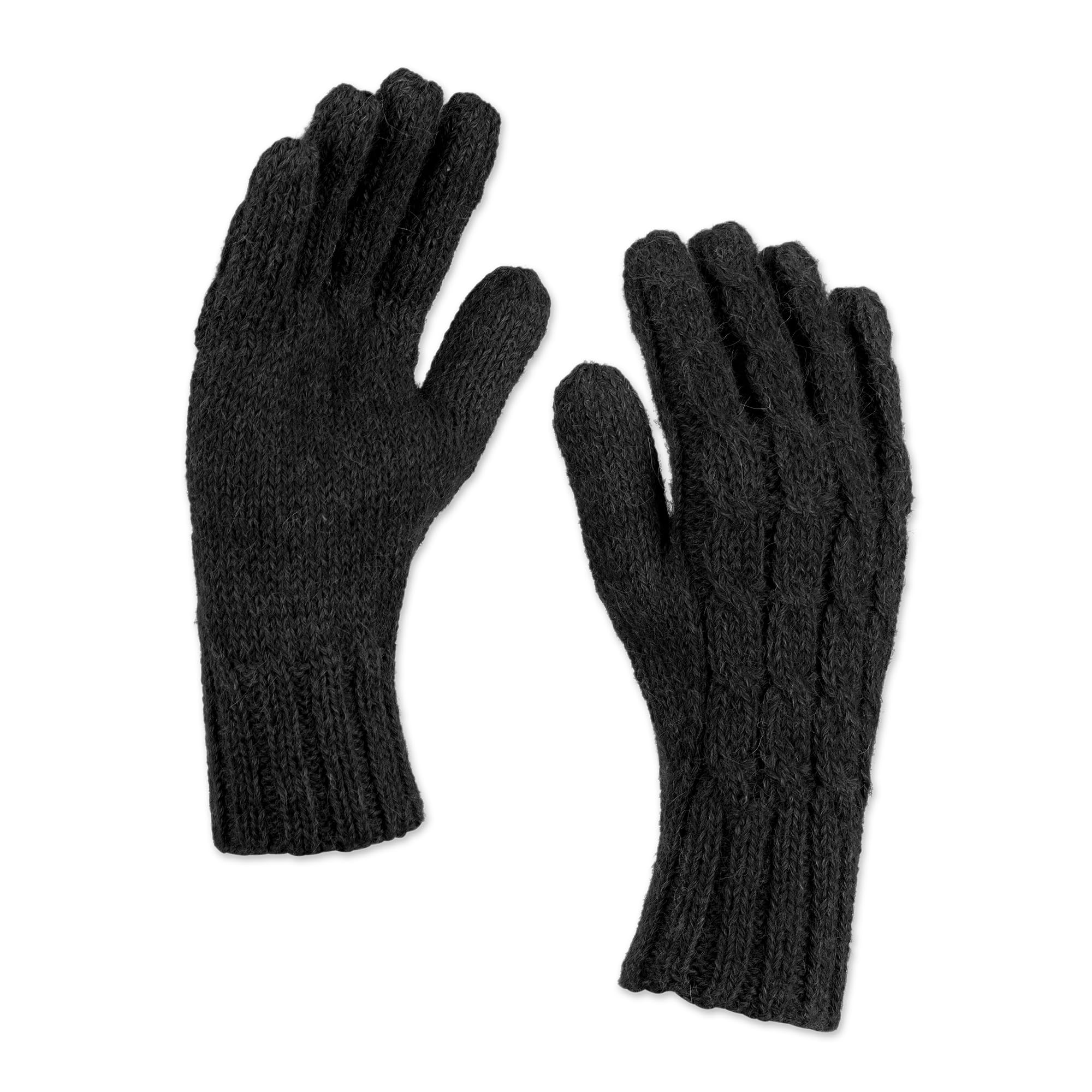 Women's 100% Alpaca Cable Knit Gloves, Light Mauve