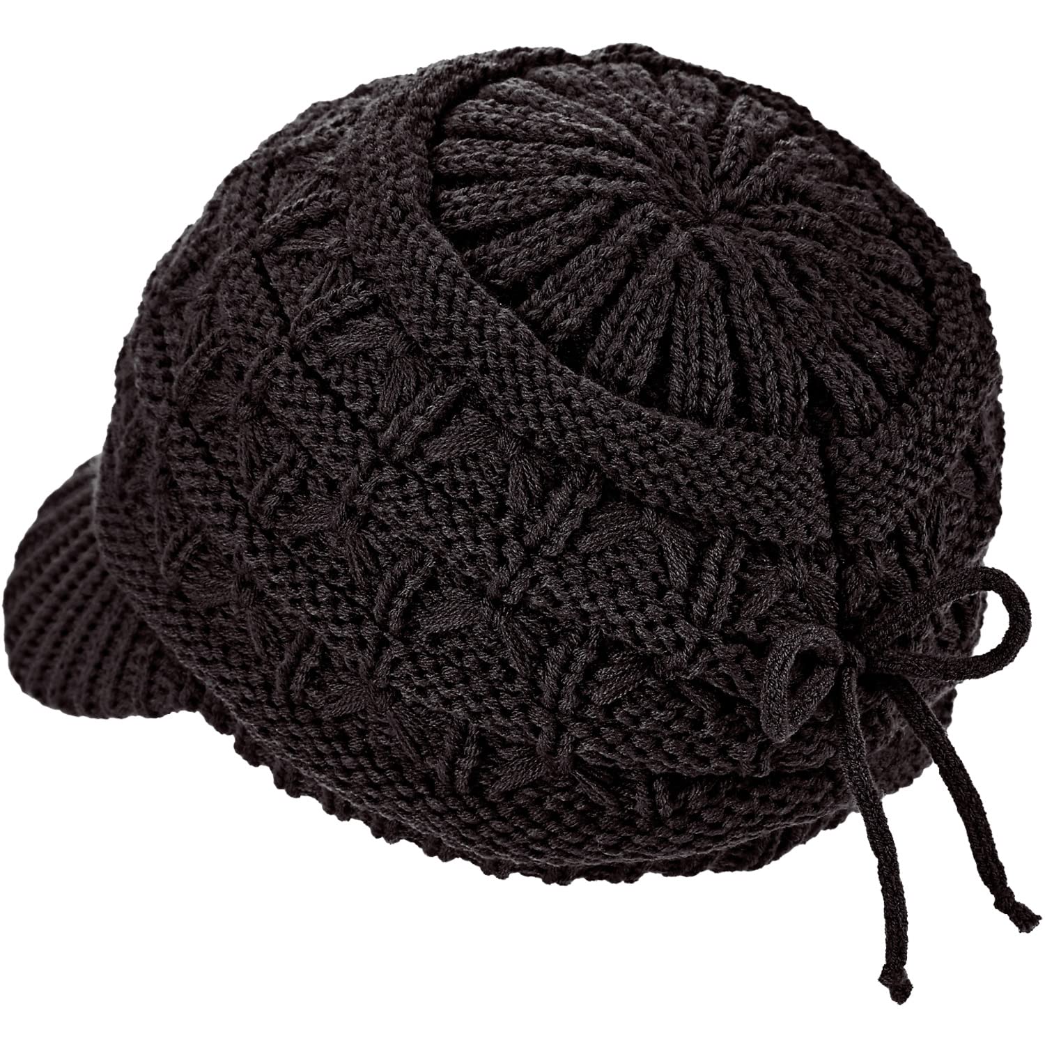 Women's Cable Knit Newsboy Cap with Fleece Lining