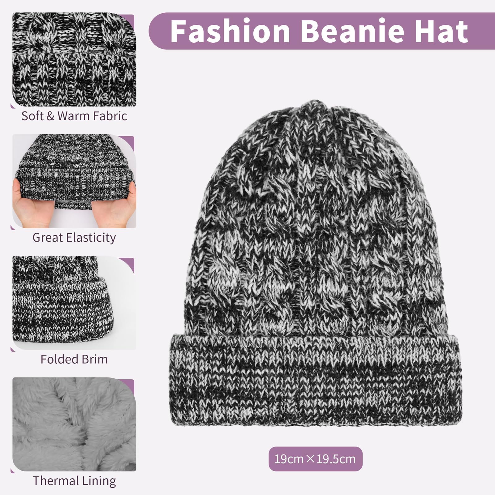 Unisex Winter Beanie, Scarf & Touchscreen Gloves Set