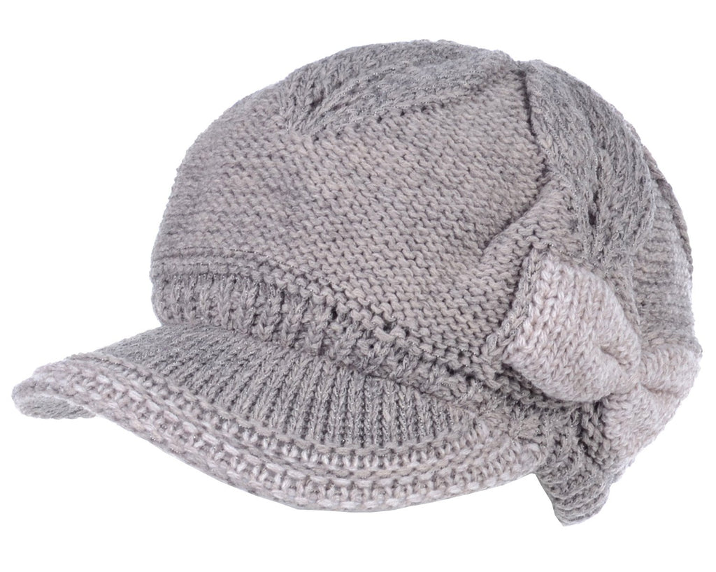 Women's Cable Knit Newsboy Cap with Fleece Lining
