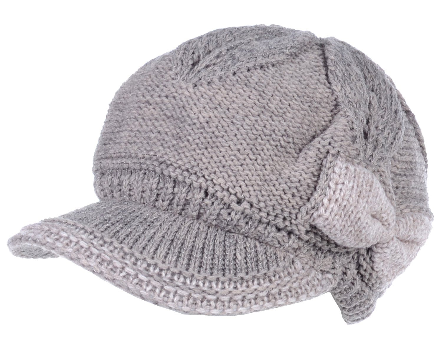 Women's Cable Knit Newsboy Cap with Fleece Lining