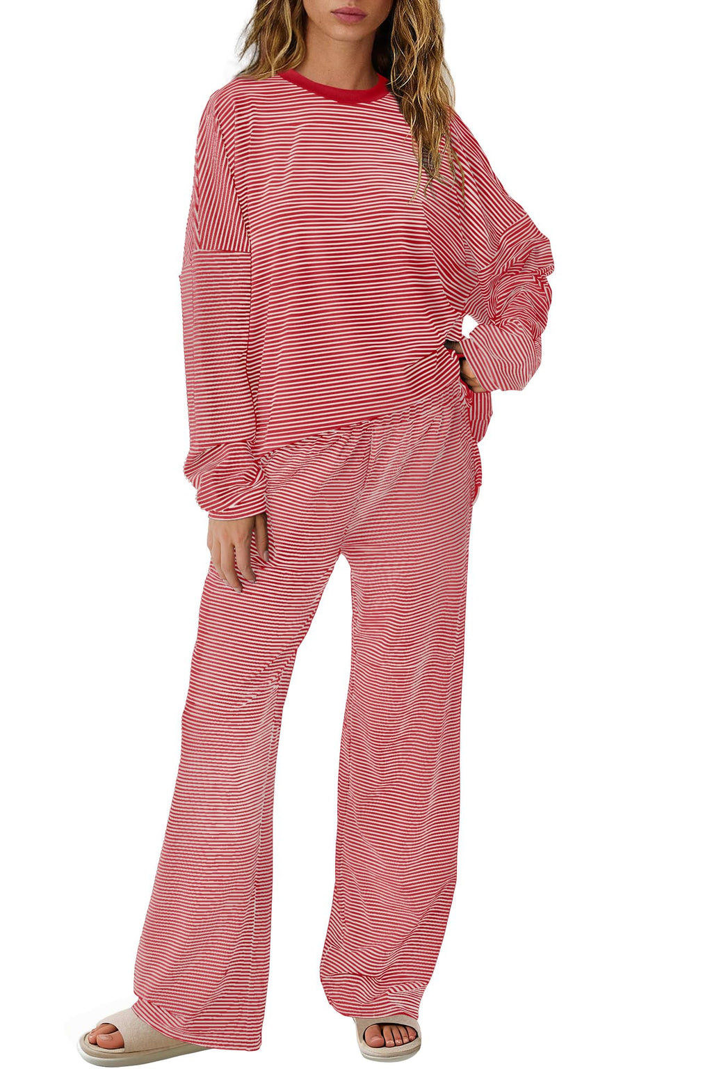 SENSERISE Womens Striped Lounge Set 2 Piece Outfits