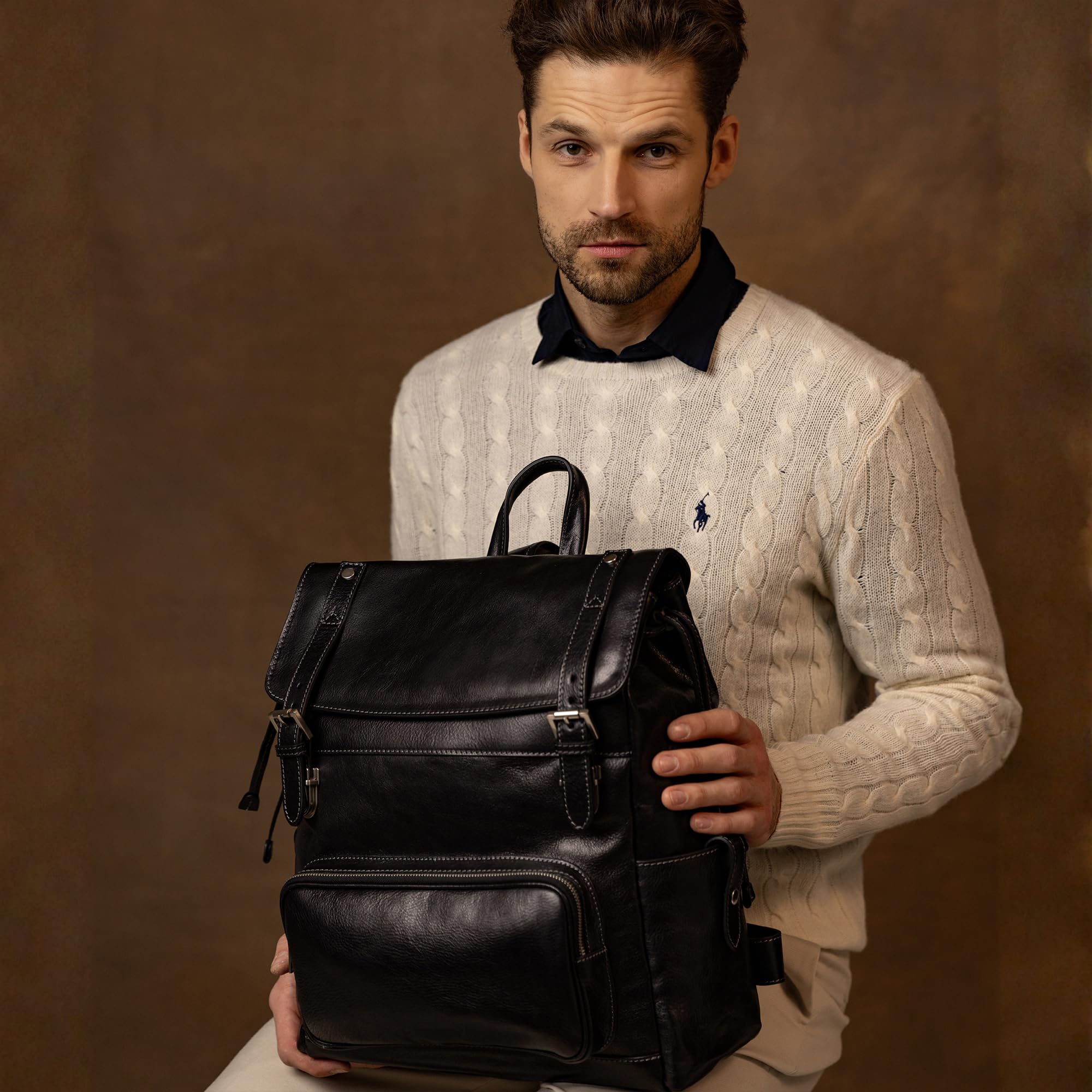 Full Grain Leather Travel Backpack, Carry-On Bag