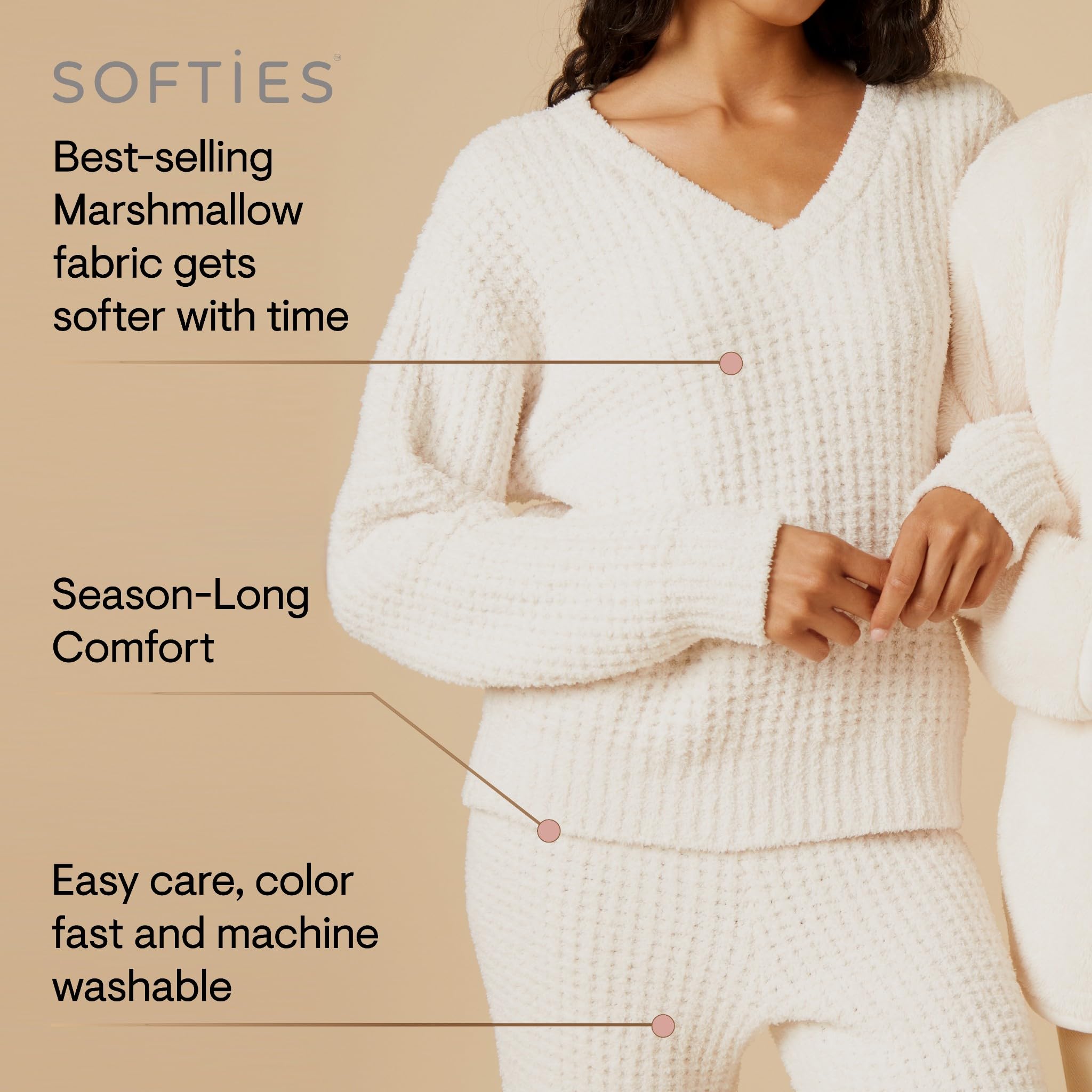 Women's Ultra-Soft Waffle Knit Lounge Set, 2-Piece Pajama Set