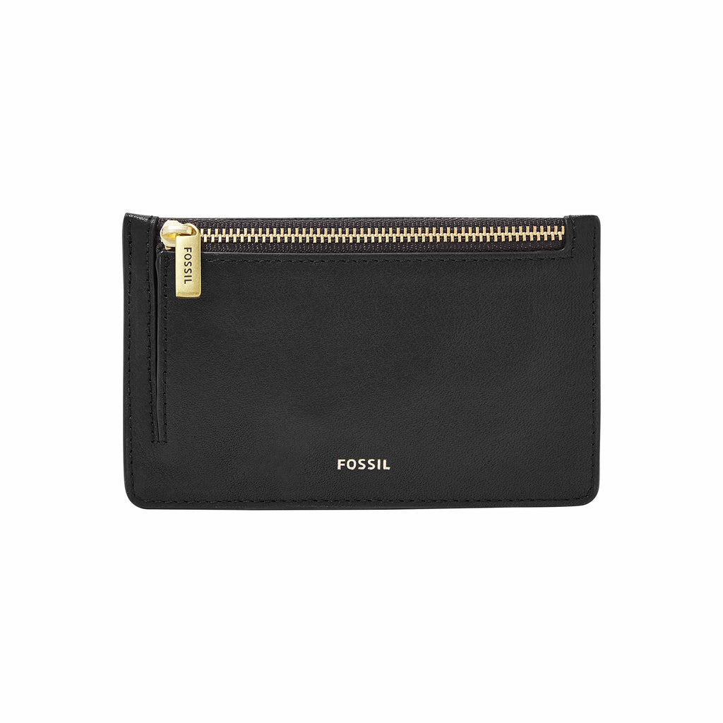 Fossil Women's Logan RFID-Blocking Leather Zip Around Card Case Wallet with Keychain