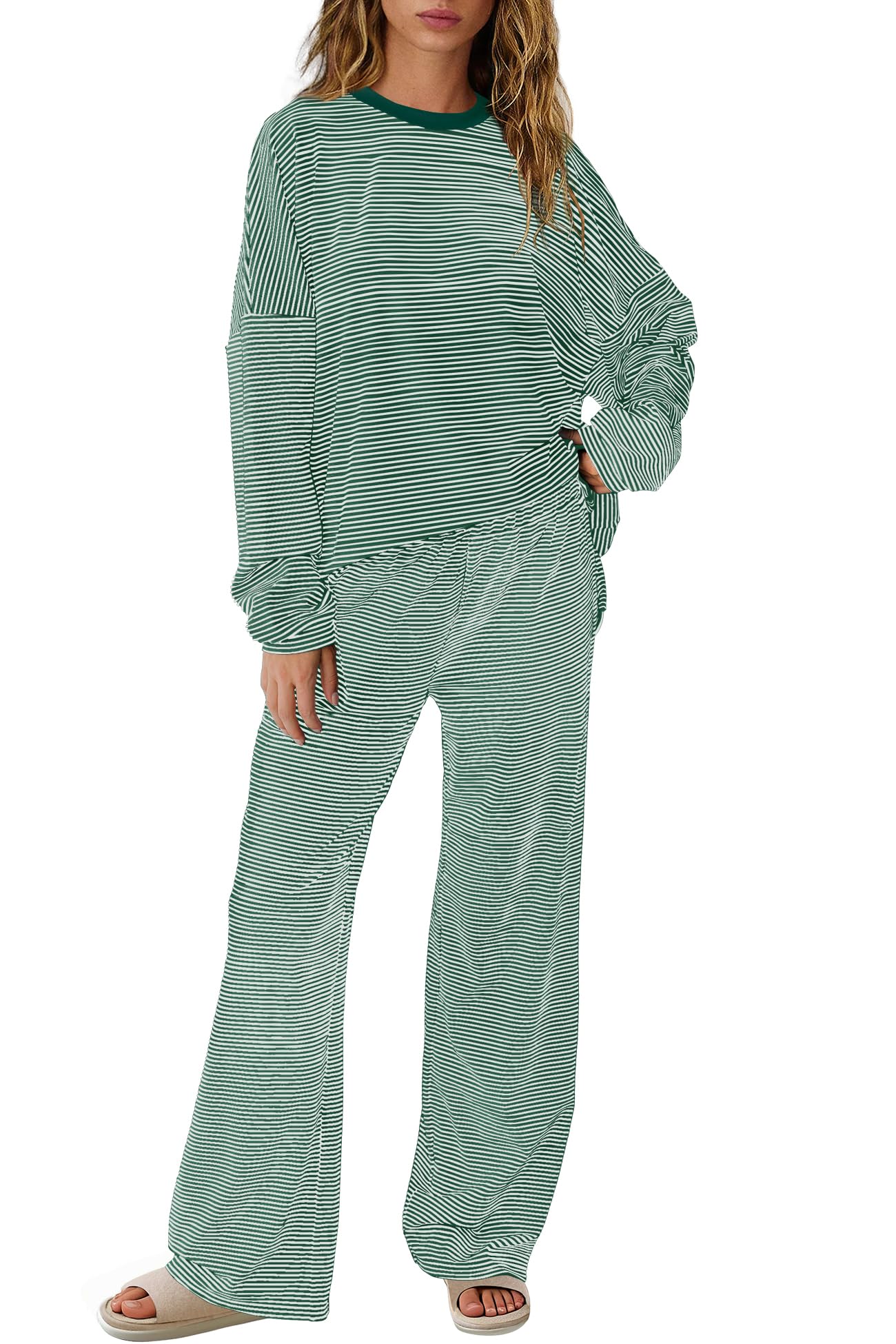 SENSERISE Womens Striped Lounge Set 2 Piece Outfits