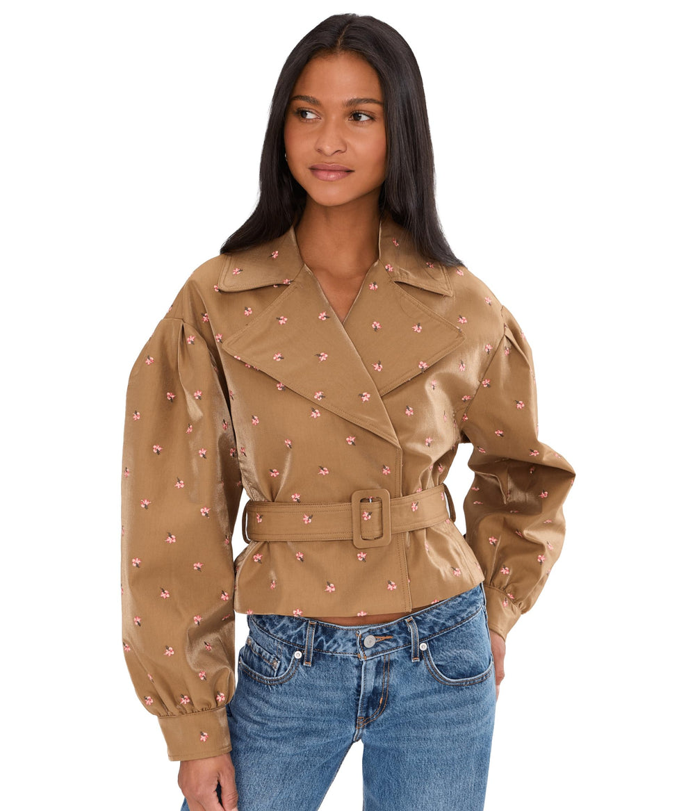 Avec Les Filles Women's Cropped Belted Trench Coat