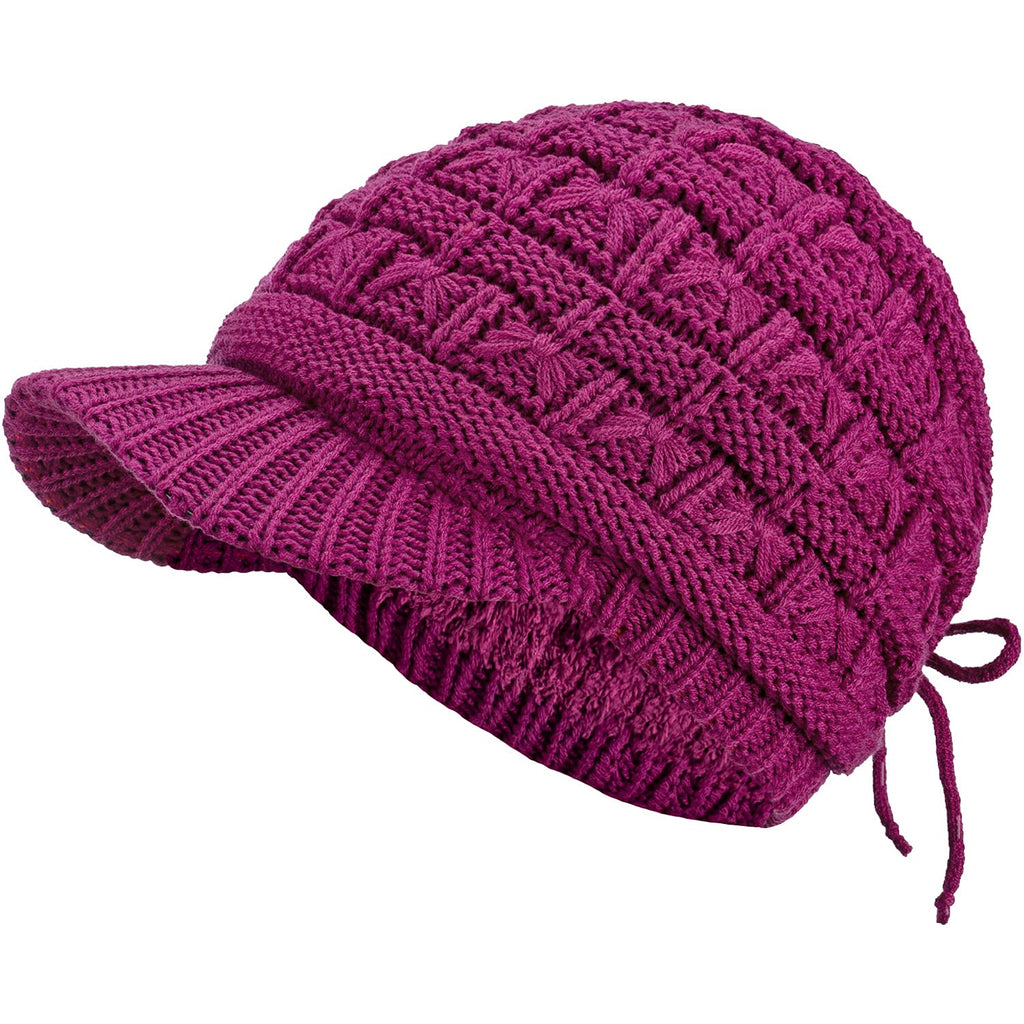 Women's Cable Knit Newsboy Cap with Fleece Lining