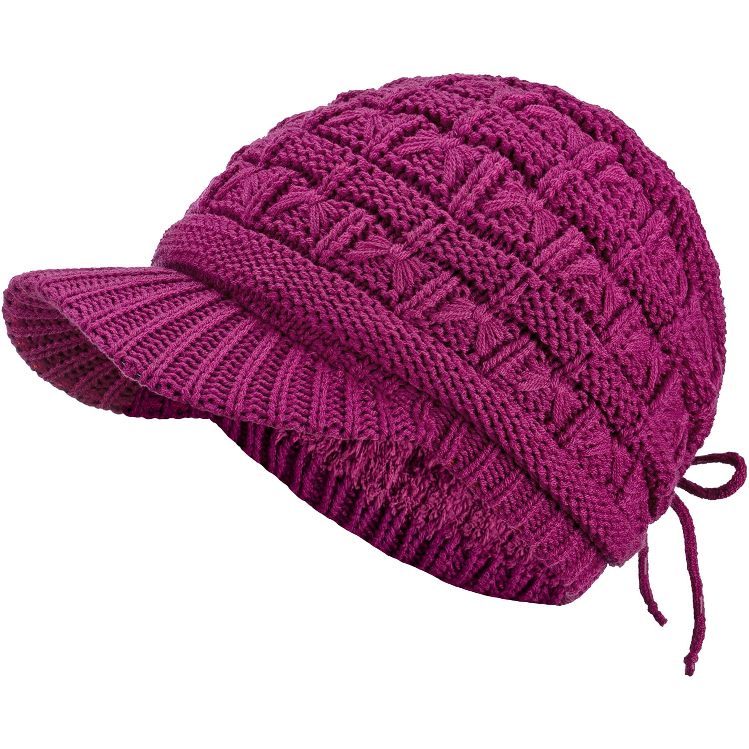 Women's Cable Knit Newsboy Cap with Fleece Lining