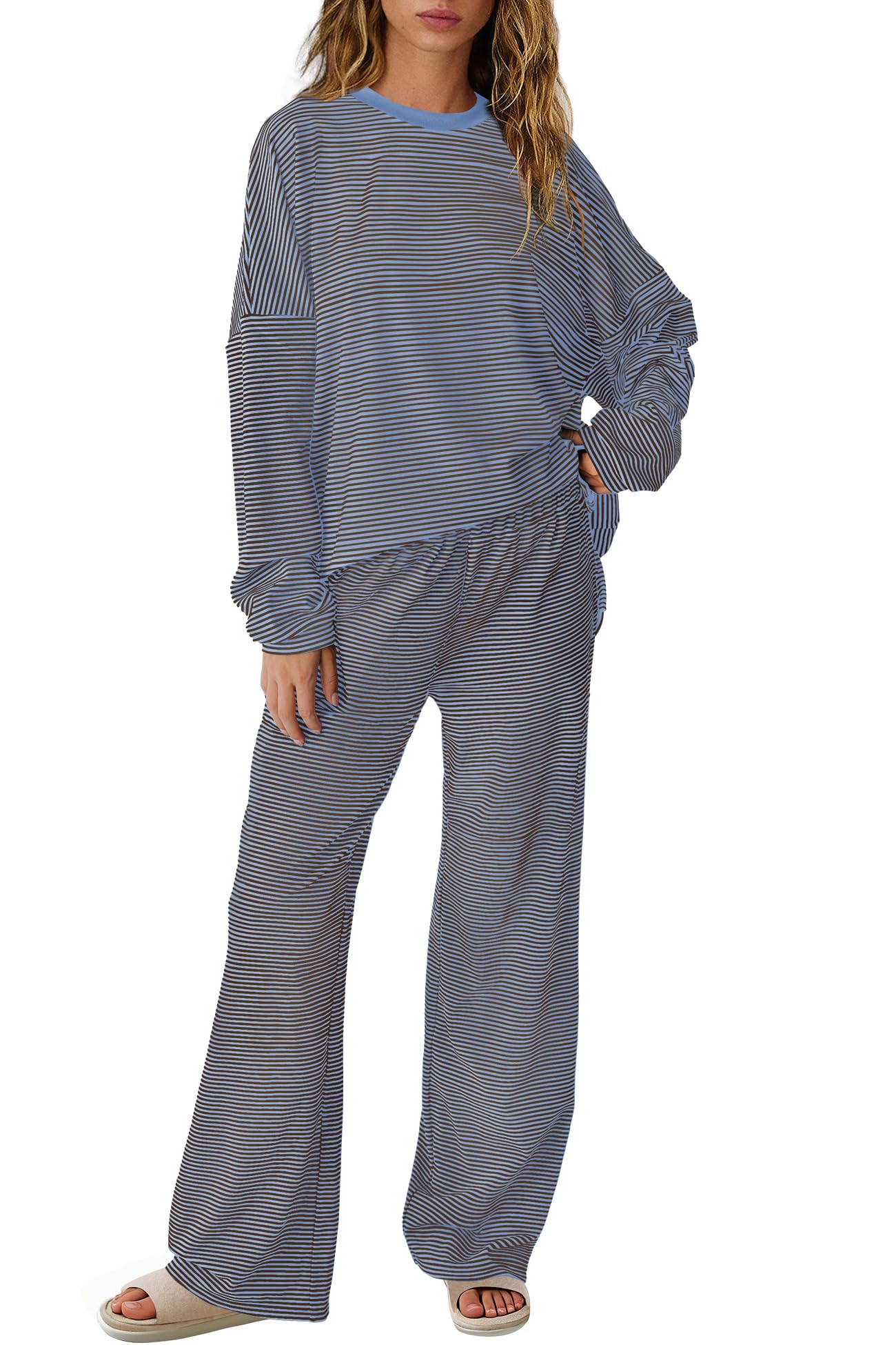 SENSERISE Womens Striped Lounge Set 2 Piece Outfits