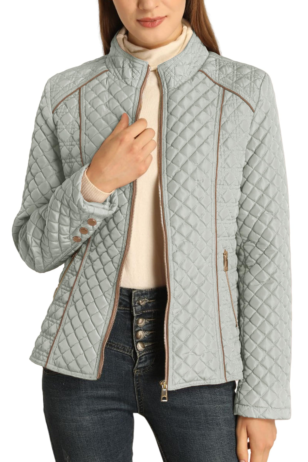 Bellivera Women's Fleece-Lined Diamond Quilted Puffer Jacket Winter Coat