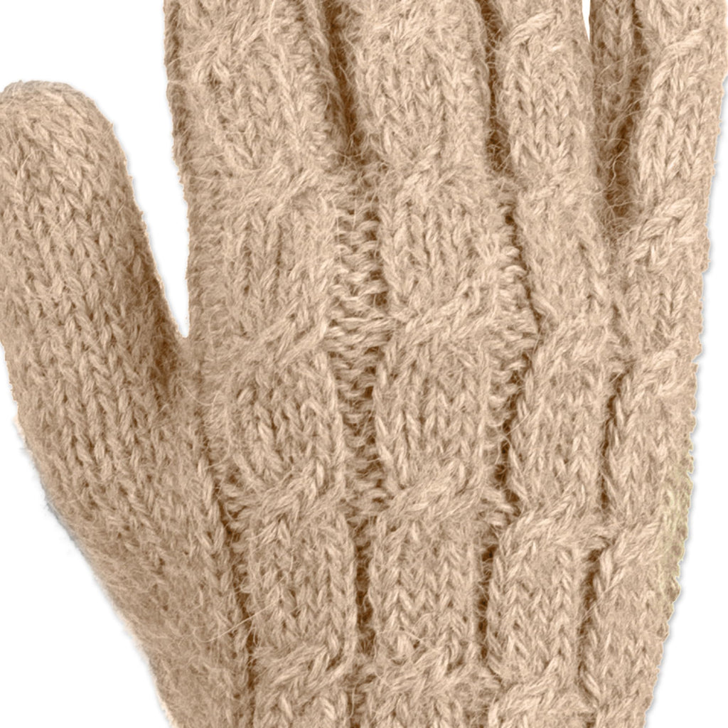 Women's 100% Alpaca Cable Knit Gloves, Light Mauve