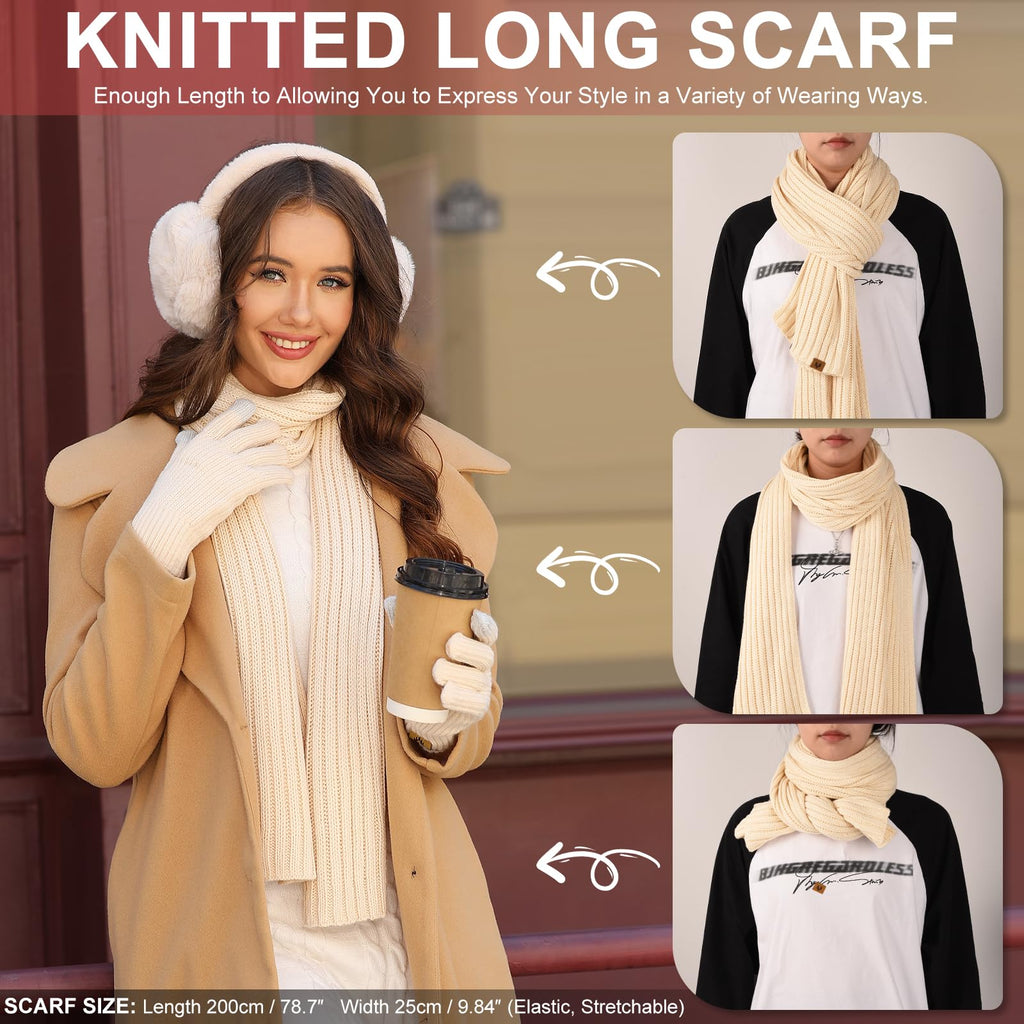 Women's Winter Beanie, Scarf & Gloves 5-Piece Set