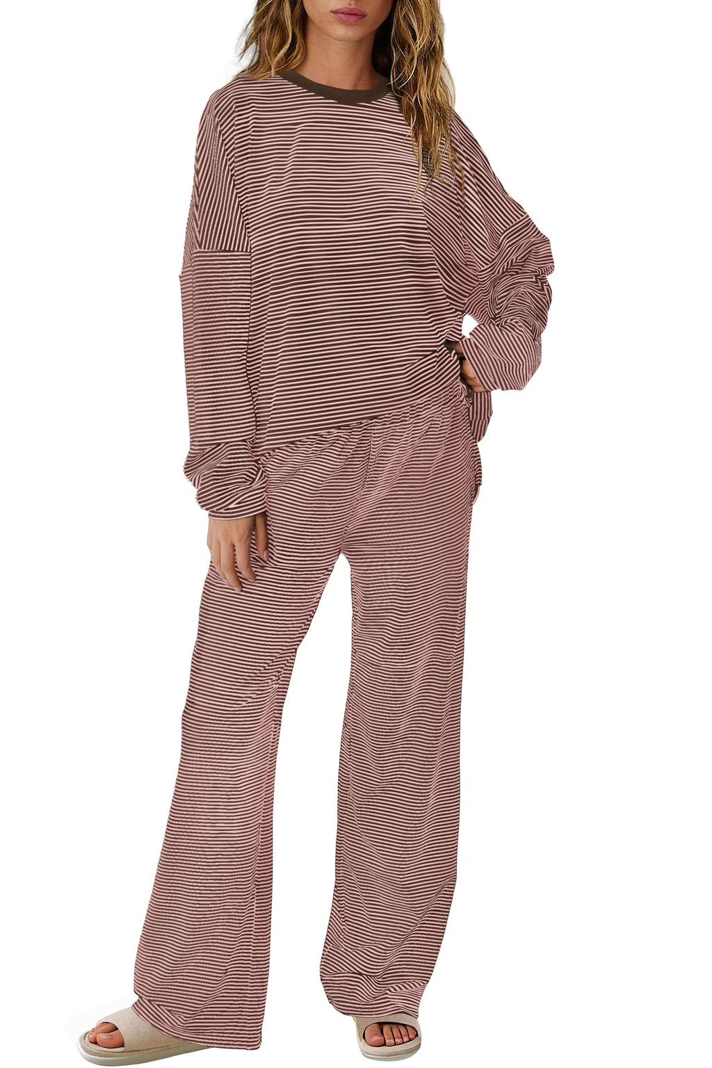 SENSERISE Womens Striped Lounge Set 2 Piece Outfits