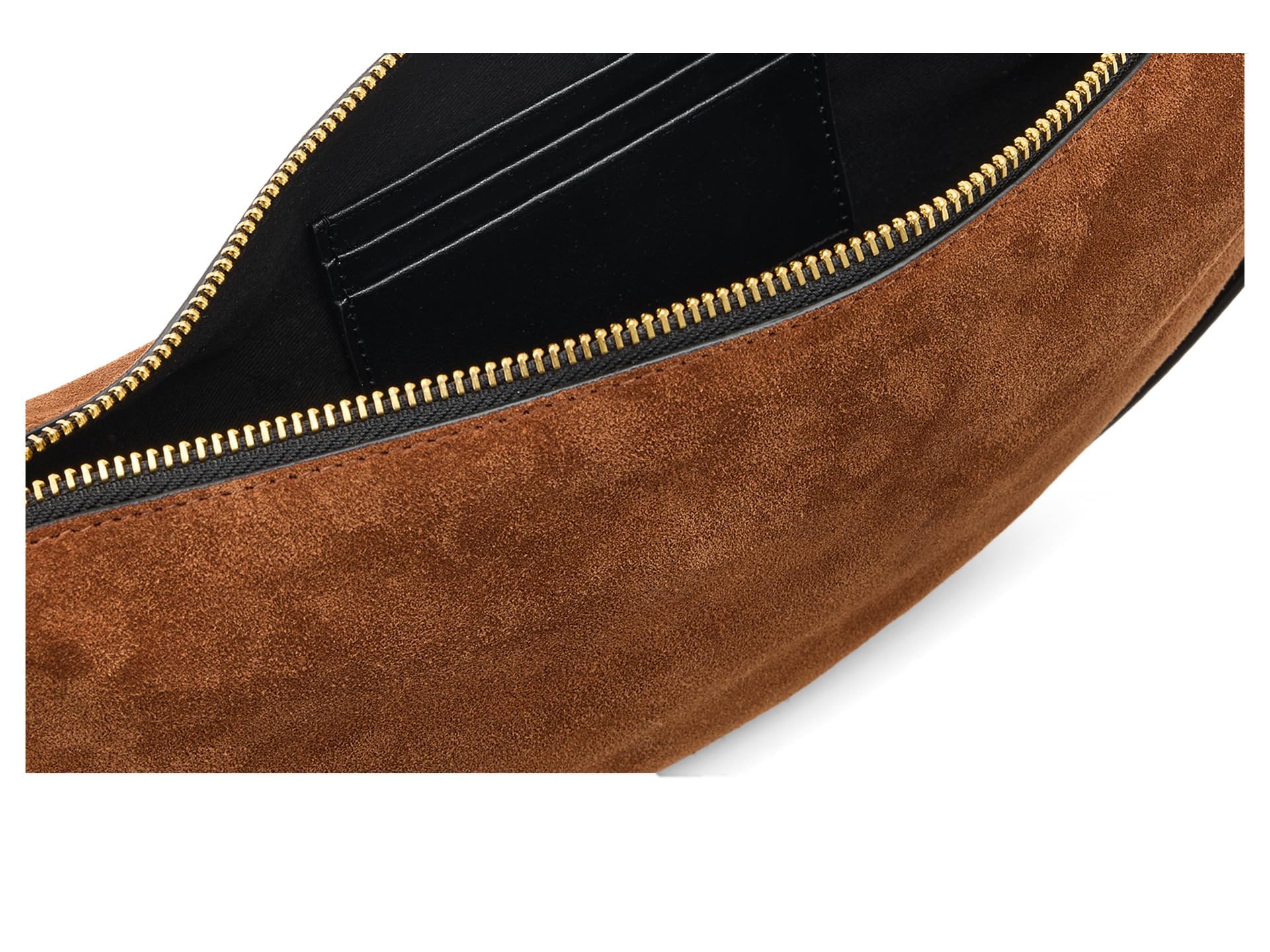 AllSaints Women's Handbag Halfmoon Suede Xbody Cognac Brown