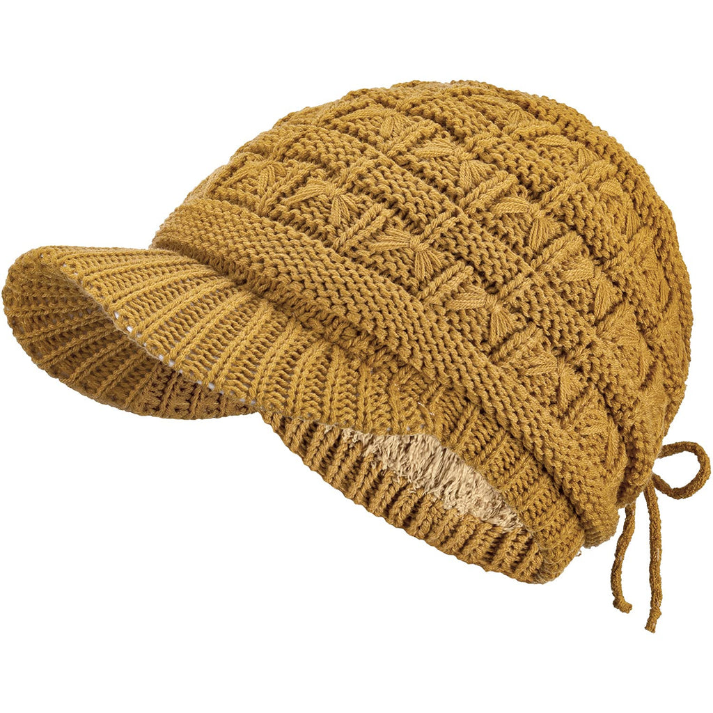 Women's Cable Knit Newsboy Cap with Fleece Lining