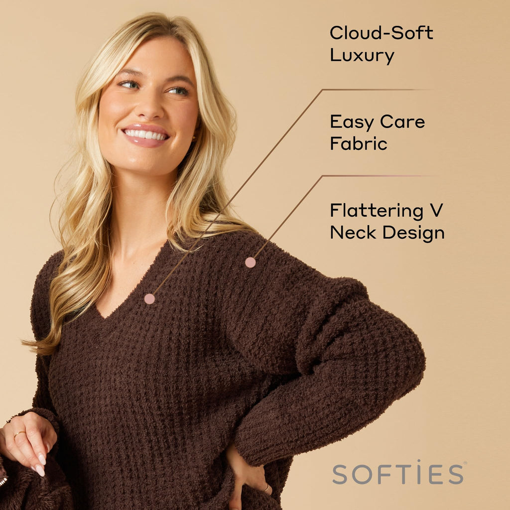 Women's Ultra-Soft Waffle Knit Lounge Set, 2-Piece Pajama Set