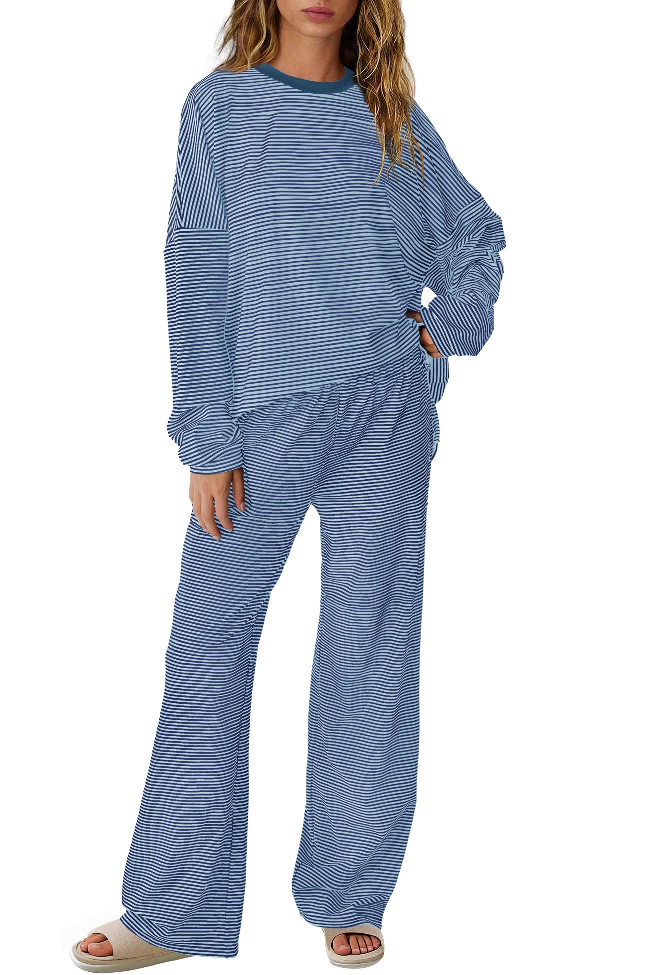 SENSERISE Womens Striped Lounge Set 2 Piece Outfits
