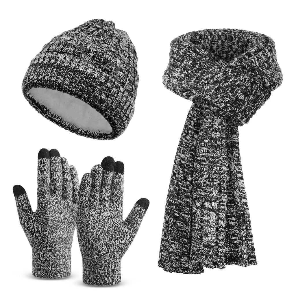 Unisex Winter Beanie, Scarf & Touchscreen Gloves Set