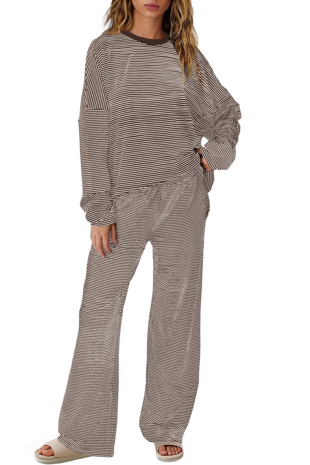 SENSERISE Womens Striped Lounge Set 2 Piece Outfits