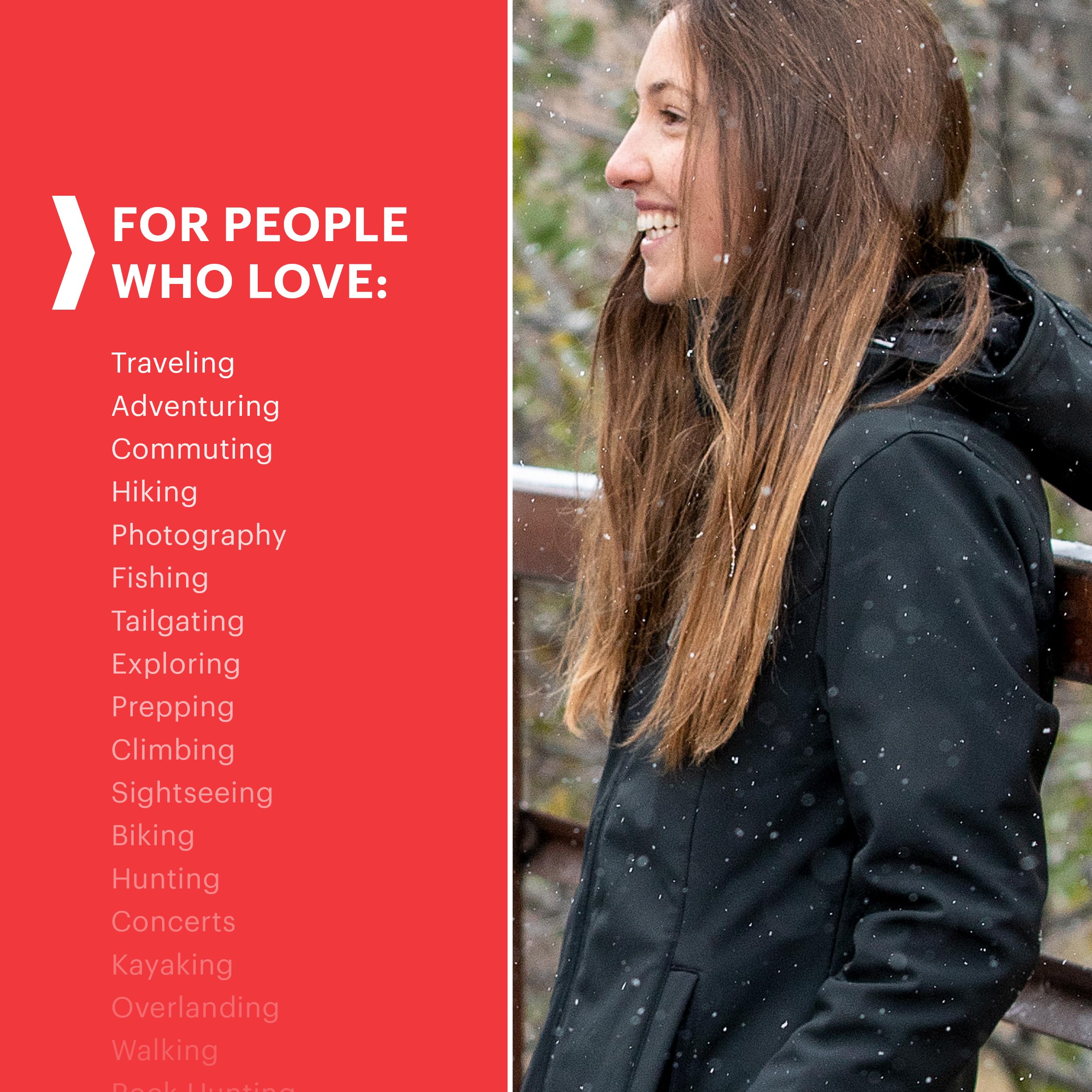 Women's Water-Repellent Hooded Soft Shell Rain Coat with Hidden Pockets